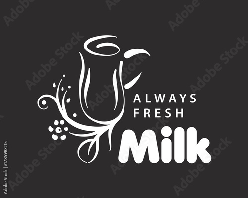Hand-drawn vector logo of a milk jug