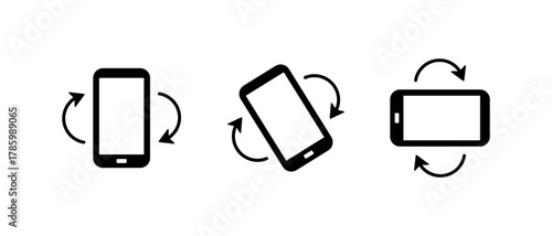 Device Rotation Symbol, Phone Screen Orientation Icon with Circular Arrows for Interface and Controls
