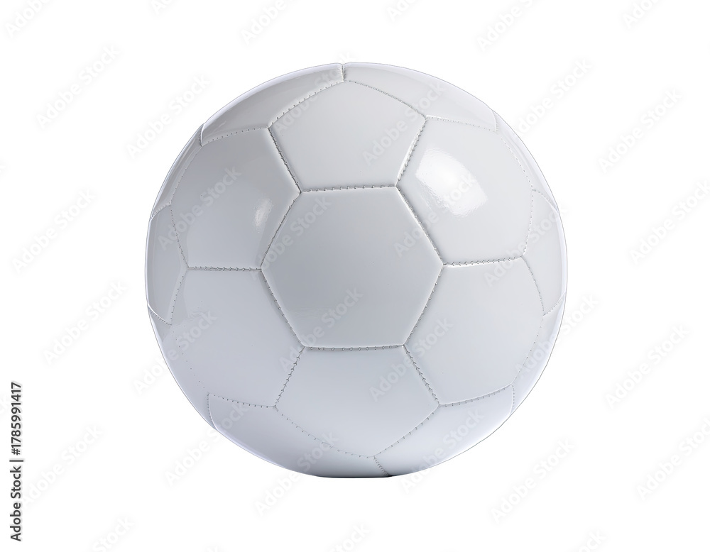 Fototapeta premium White Soccer Ball Isolated on Black Background with Studio Lighting and Hexagonal Panels