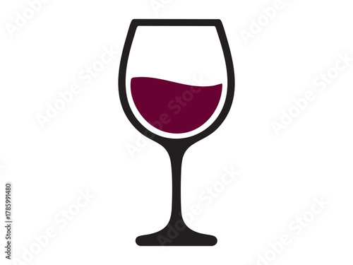 Wine glass icon with wine. Vector illustration.
