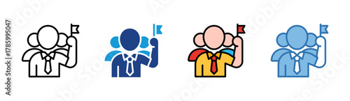 Leadership icon set multiple style collection