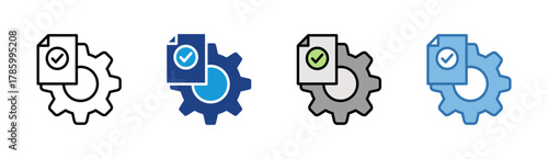 Gear Document icon set multiple style collection