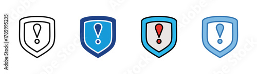 Shield Alert icon set multiple style collection