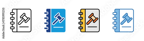 Law Notebook icon set multiple style collection