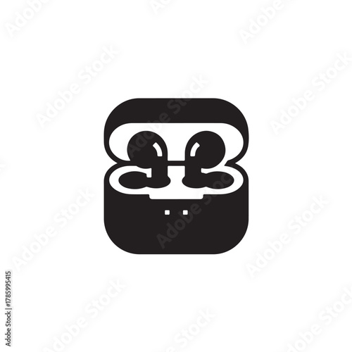 Wireless Earbuds Pair in Charging Case Flat Icon