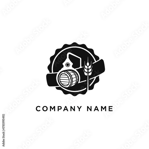 Vintage Barrel Wheat Logo Design.