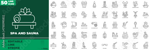 Spa And Sauna Line Editable Icons set.