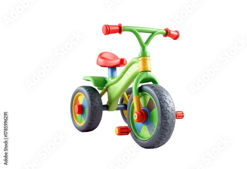 Colorful Children's Balance Bike in Bright Green Red Yellow and Blue for Kids Outdoor Play