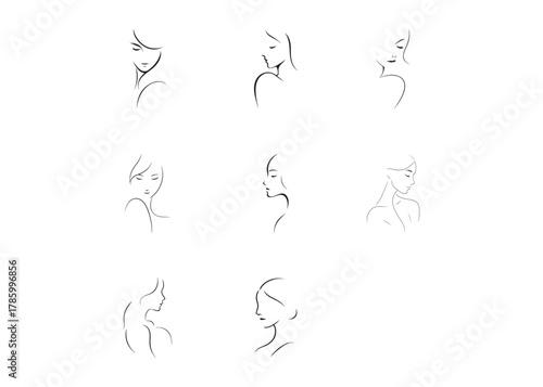 Beauty woman face silhouette logo vector, black beautiful woman face logo icon, woman girl face logo, silhouette of a woman's face vector logo on a white background