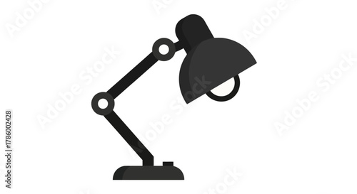 A simple black desk lamp with an adjustable arm and round base