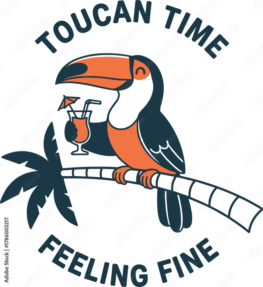 Fototapeta premium Simple vector logo of a toucan mascot. An exotic bird character for a tropical brand or a summer party invitation design.