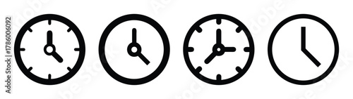 Clock time icon set vector illustration showing different times of the day and night hours minutes
