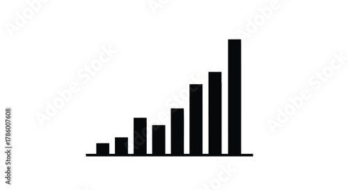 Black bar graph showing upward trend and increasing growth on a white background representing success and progress