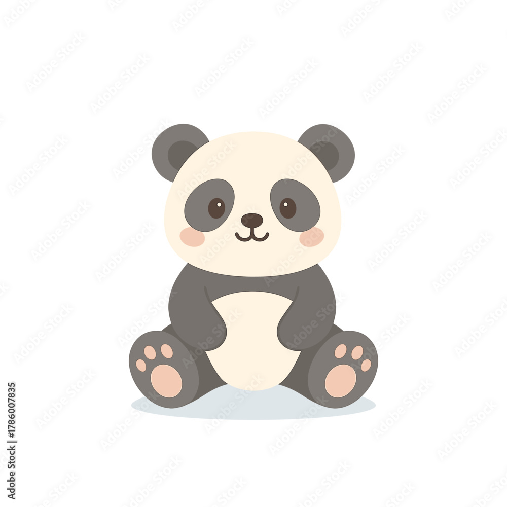 Naklejka premium Baby panda cartoon, flat vector illustration with cute animal, wildlife design