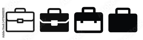 Briefcase vector set: business bags, office bag, leather briefcase, professional bag, work bag icon set