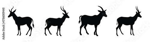 Silhouette of sable antelope herd vector illustration wildlife animal africa safari design art
