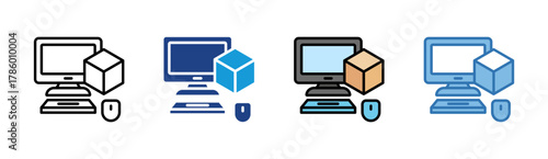 3D Modeling icon set multiple style collection