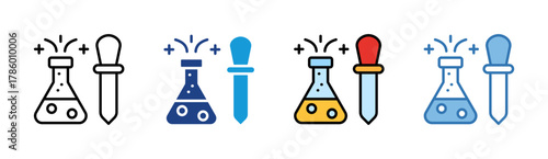 Chemical Experiment icon set multiple style collection