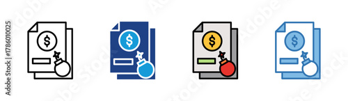 Financial Report icon set multiple style collection