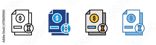 Payment Delay icon set multiple style collection