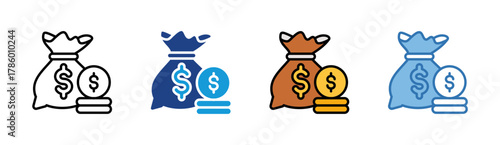 Money Growth icon set multiple style collection