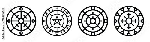 Occult symbols magic seals spiritual signs esoteric glyphs mystical amulets charm talismans design elements