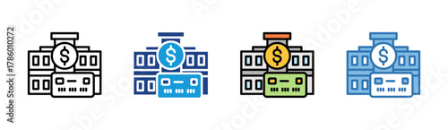 Digital Banking icon set multiple style collection