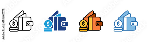 Digital Wallet icon set multiple style collection