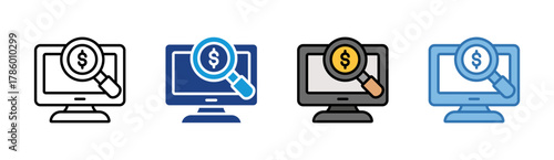 Data Analytics icon set multiple style collection