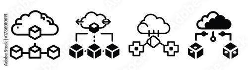 Cloud computing network diagram showing data transfer and storage solutions for business needs online