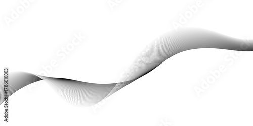 Gray and white abstract background with flowing particles, data science frequency gradient lines on transparent background, vector Illustration of the gray pattern of lines,