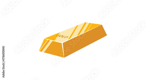 A single shiny gold bar with the word gold embossed on its surface isolated on a white background