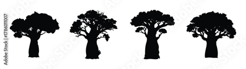 Black tree silhouette vector illustration set for landscape design and nature related concepts