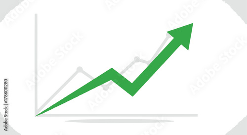 Green arrow graph showing upward trend and positive growth on a white background with subtle grey chart lines