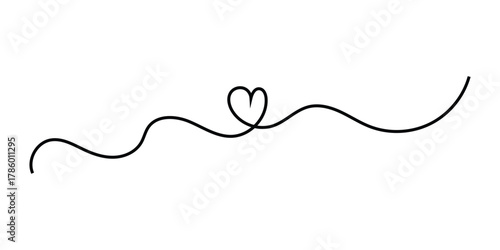  Hand-drawn vintage love line icons. Valentines-day special doodle continues love sing. Doodle continues heart line icon on white background. EPS 10. 