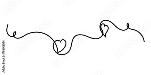 Hand-drawn heart line continues line icon on white background. Doodle drawing heart continues line icon on white page. Valentines day special hand-drawn heart line continues icon. EPS 10. 