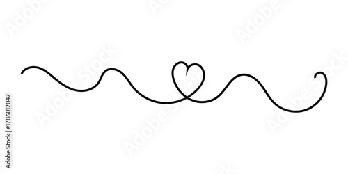 Hand-drawn heart line continues line icon on white background. Doodle drawing heart continues line icon on white page. Valentines day special hand-drawn heart line continues icon. EPS 10. 