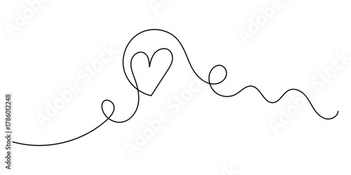 Doodle drawing heart continues line icon on white page. Valentines day special hand-drawn heart line continues icon. Hand-drawn heart line continues line icon on white background EPS 10. 