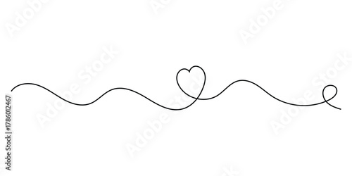 Modern isolated heart continues line drawing icons. Simple love drawing illustration line on white background. Valentine heart line drawing on white page. EPS 10. 