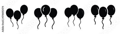 Black balloons party celebration vector illustration festive decoration graphic design element event