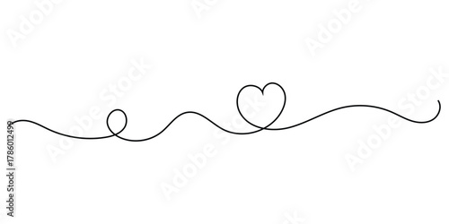 Modern isolated heart continues line drawing icons. Simple love drawing illustration line on white background. Valentine heart line drawing on white page. EPS 10. 