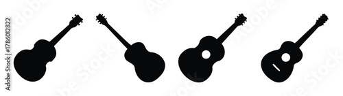 Guitar silhouette vector art illustration for music instrument design and musical performance art