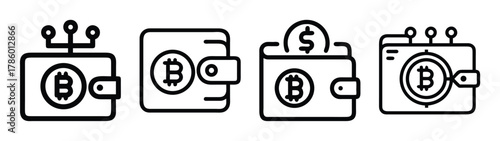 Bitcoin wallet digital currency cryptocurrency blockchain technology secure financial asset vector