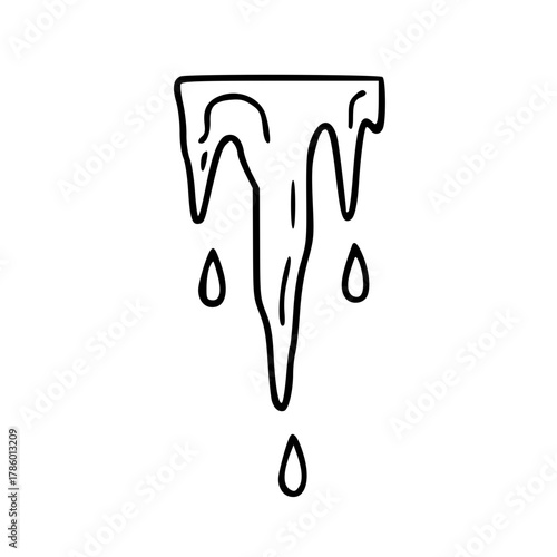 Melting icicle hanging from winter roof