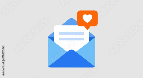 Email notification with a heart symbol, indicating a positive response.
