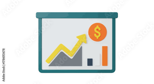 Financial Growth Chart with Dollar Symbol on Whiteboard.