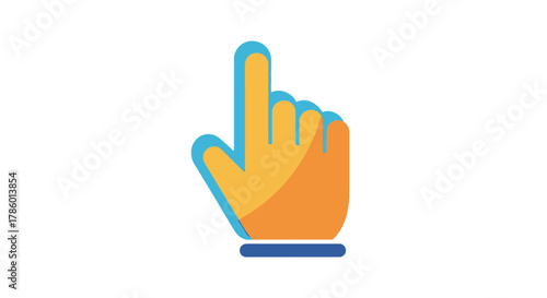 Hand Cursor Pointing Upward with Blue Outline.