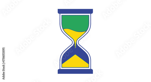 Hourglass with Green and Yellow Sand Illustration.