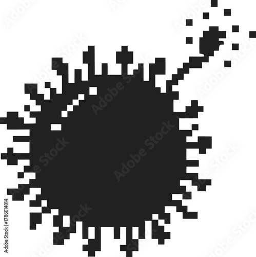 Pixel virus bomb icon dangerous pathogen, pandemic threat, biological hazard concept, retro digital silhouette graphic