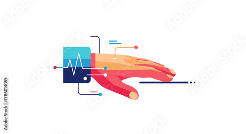 Medical device measuring pulse on human hand for health monitoring.